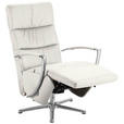 RELAXSESSEL in Leder Weiß  - Chromfarben/Weiß, Design, Leder/Metall (64/112/80cm) - Cantus
