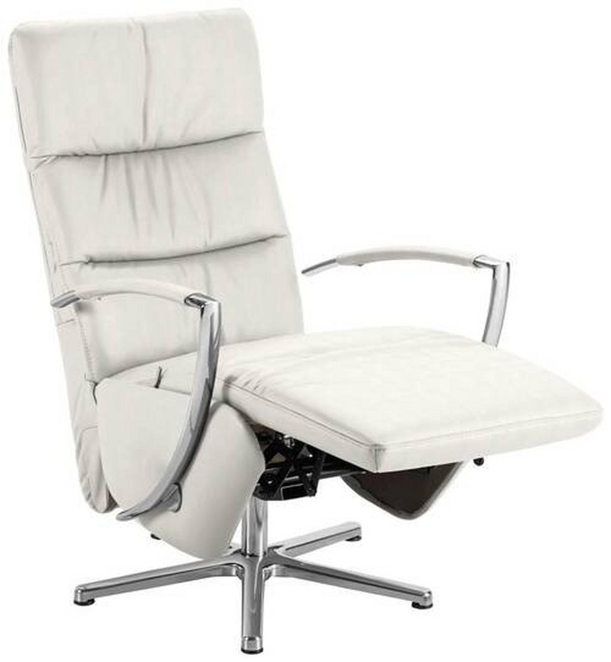 RELAXSESSEL in Leder Weiß  - Chromfarben/Weiß, Design, Leder/Metall (64/112/80cm) - Cantus