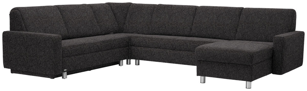 WOHNLANDSCHAFT in Chenille Dunkelbraun  - Dunkelbraun/Alufarben, KONVENTIONELL, Kunststoff/Textil (236/322/158cm) - Sedda