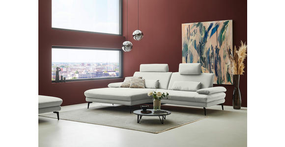 ECKSOFA  in Chenille, Flachgewebe Weiß  180/284 cm  - Schwarz/Weiß, Design, Textil/Metall (180/284cm) - Dieter Knoll