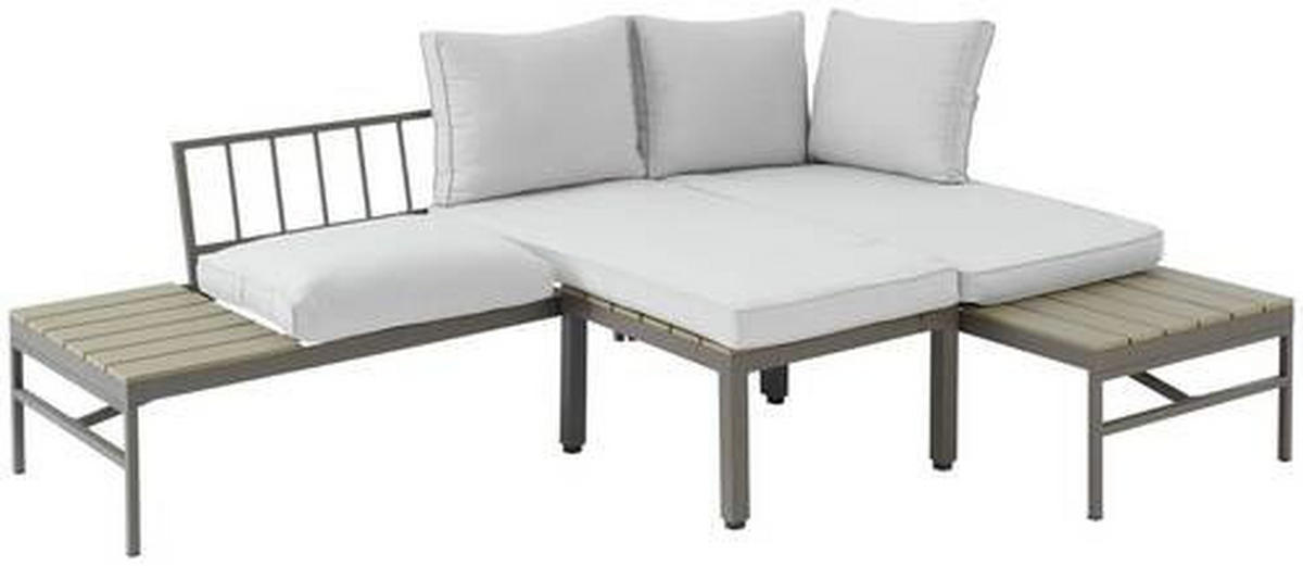 LOUNGEGARNITUR  215/154,5 cm  Stahl  - Braun/Grau, MODERN, Kunststoff/Textil (215/154,5cm) - Luca Bessoni