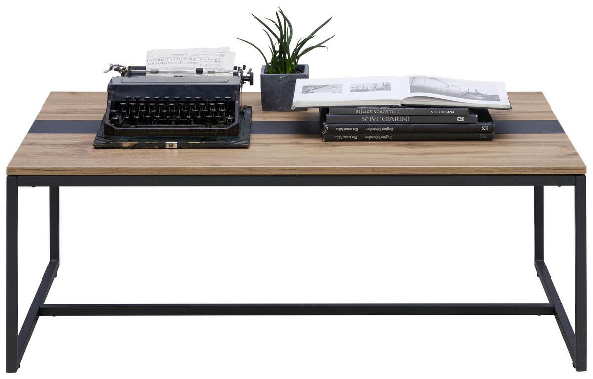 COUCHTISCH in Holzwerkstoff 110/70/42,4 cm  - Eichefarben/Schwarz, Design, Holzwerkstoff/Metall (110/70/42,4cm) - Hom`in