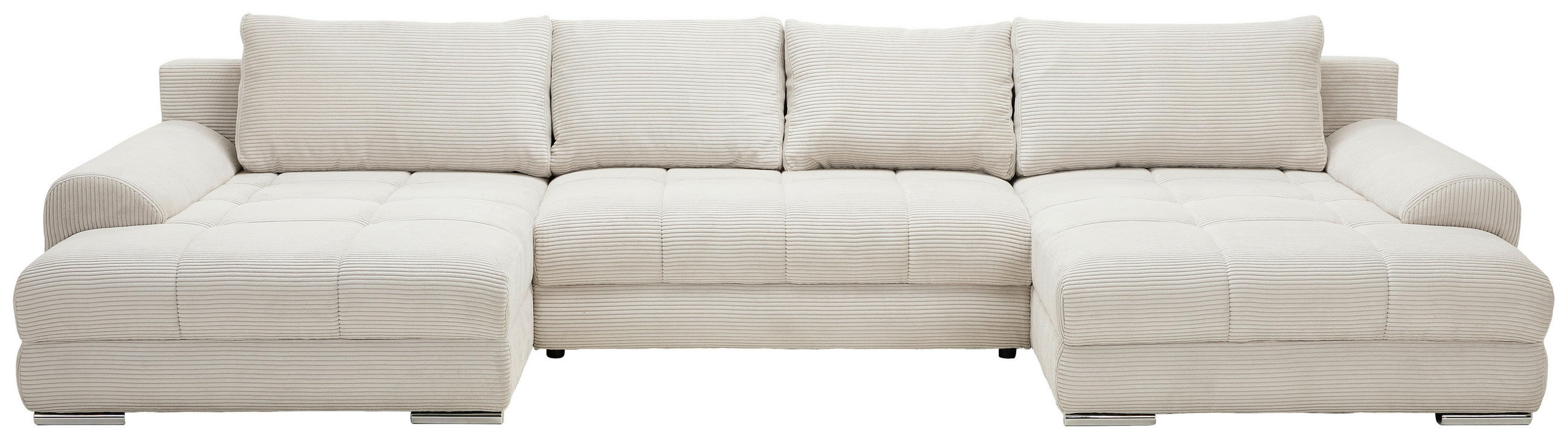 WOHNLANDSCHAFT Naturfarben Cord  - Chromfarben/Naturfarben, KONVENTIONELL, Kunststoff/Textil (180/376/180cm) - Carryhome