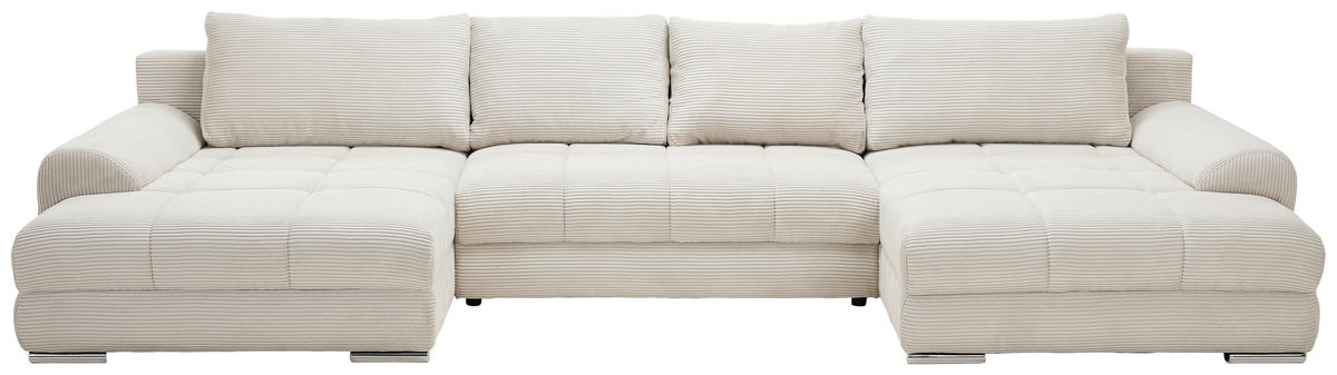 WOHNLANDSCHAFT in Cord Naturfarben  - Chromfarben/Naturfarben, KONVENTIONELL, Kunststoff/Textil (180/376/180cm) - Carryhome
