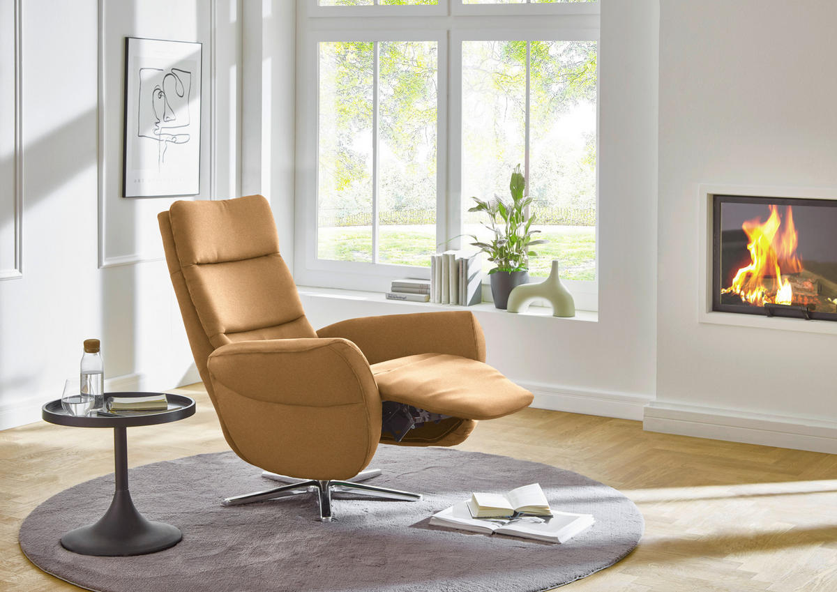 RELAXSESSEL Textil Honig  - Chromfarben/Honig, Design, Textil/Metall (78/113/83cm) - Beldomo Speed