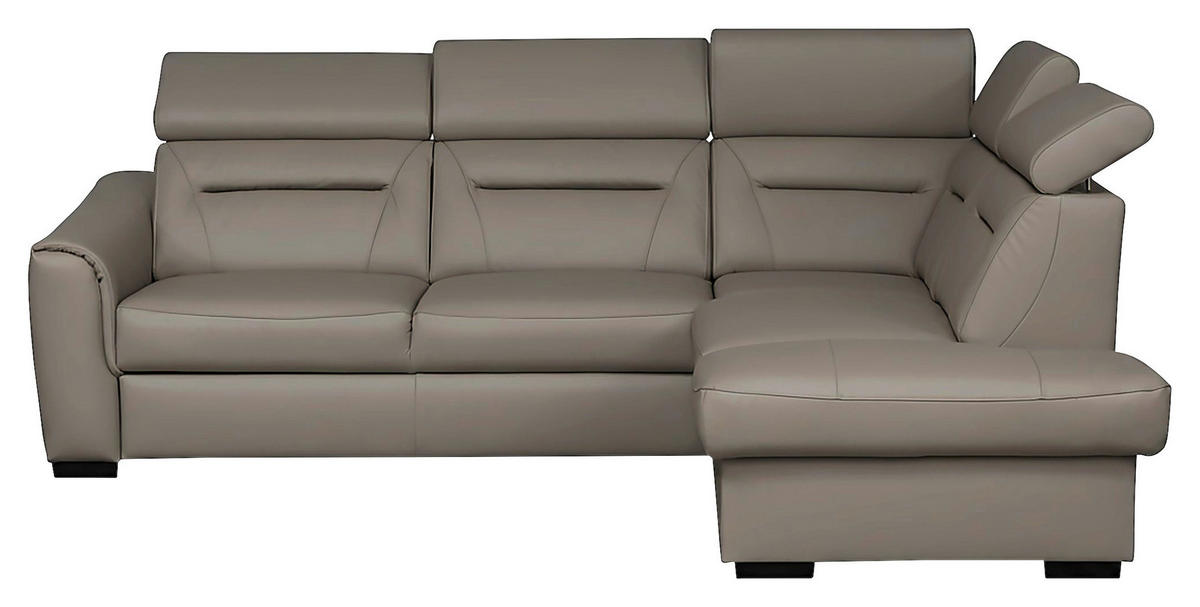 ECKSOFA Lederlook Echtleder Schlammfarben  - Wengefarben/Schlammfarben, Design, Leder/Holz (260/212cm) - Celina Home