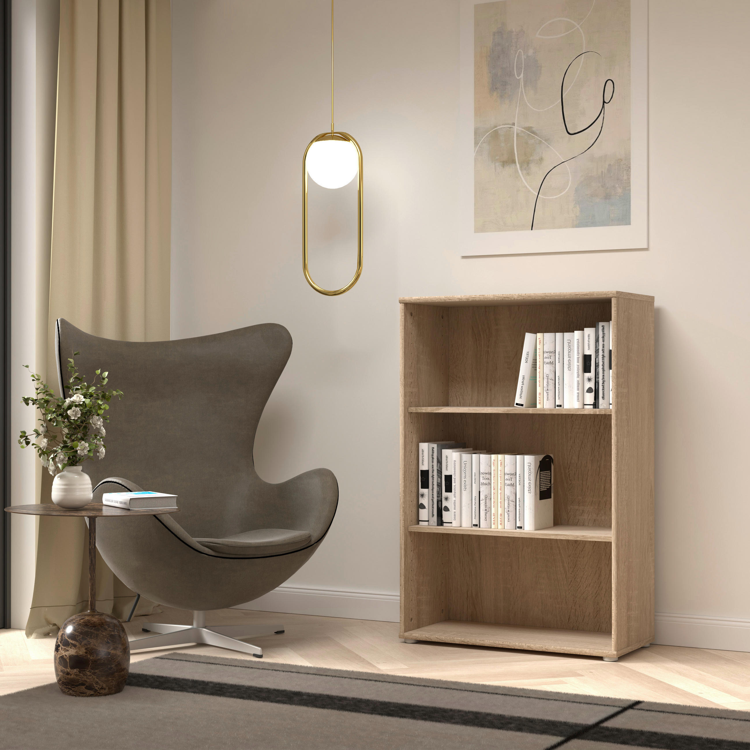REGAL Sonoma Eiche - Alufarben/Sonoma Eiche, Design, Holzwerkstoff/Kunststoff (54/85,5/34,8cm)