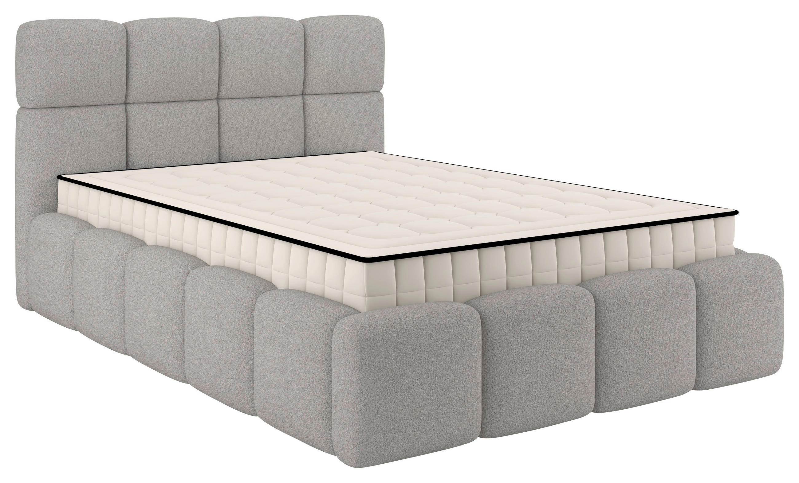 Polsterbett Cloudy Mit Matratze Silberfarben, Lf: 120x200 Cm