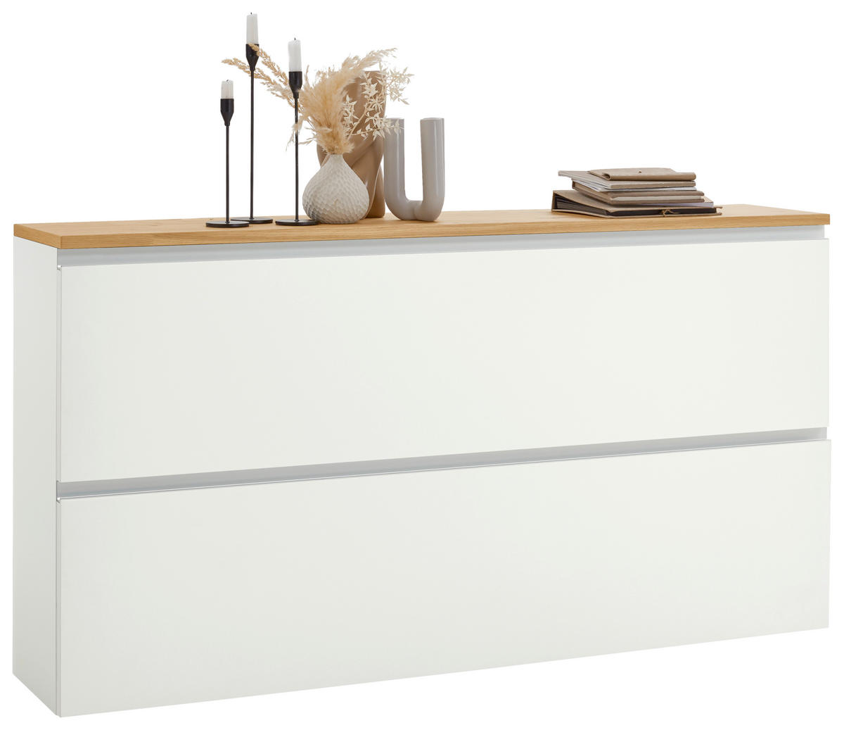 HÄNGESCHUHSCHRANK Balkeneiche furniert Weiß, Eichefarben  - Eichefarben/Alufarben, Design, Holz/Holzwerkstoff (160/83/31cm) - Dieter Knoll