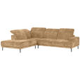 ECKSOFA Hellbraun Chenille Kopfteilverstellung, Sitztiefenverstellung  - Hellbraun/Schwarz, Design, Textil/Metall (243/307cm) - Xora