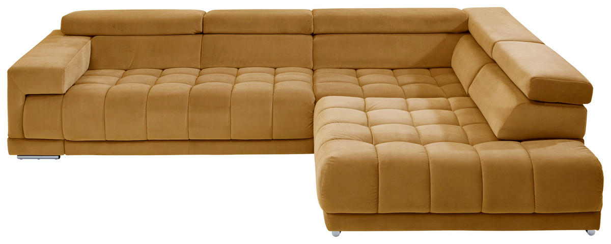 ECKSOFA in Mikrofaser Gelb  - Chromfarben/Gelb, Design, Textil/Metall (326/222cm) - Beldomo Speed
