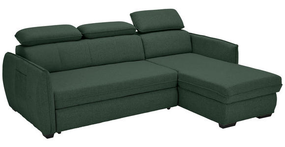 ECKSOFA Dunkelgrün Flachgewebe  - Dunkelgrün/Schwarz, MODERN, Kunststoff/Textil (182/237cm) - Carryhome