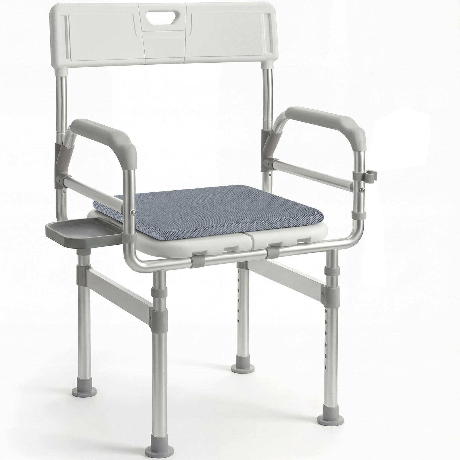 DUSCHHOCKER - Alufarben/Weiß, Trend, Kunststoff/Metall (58/106/46cm) - Milino