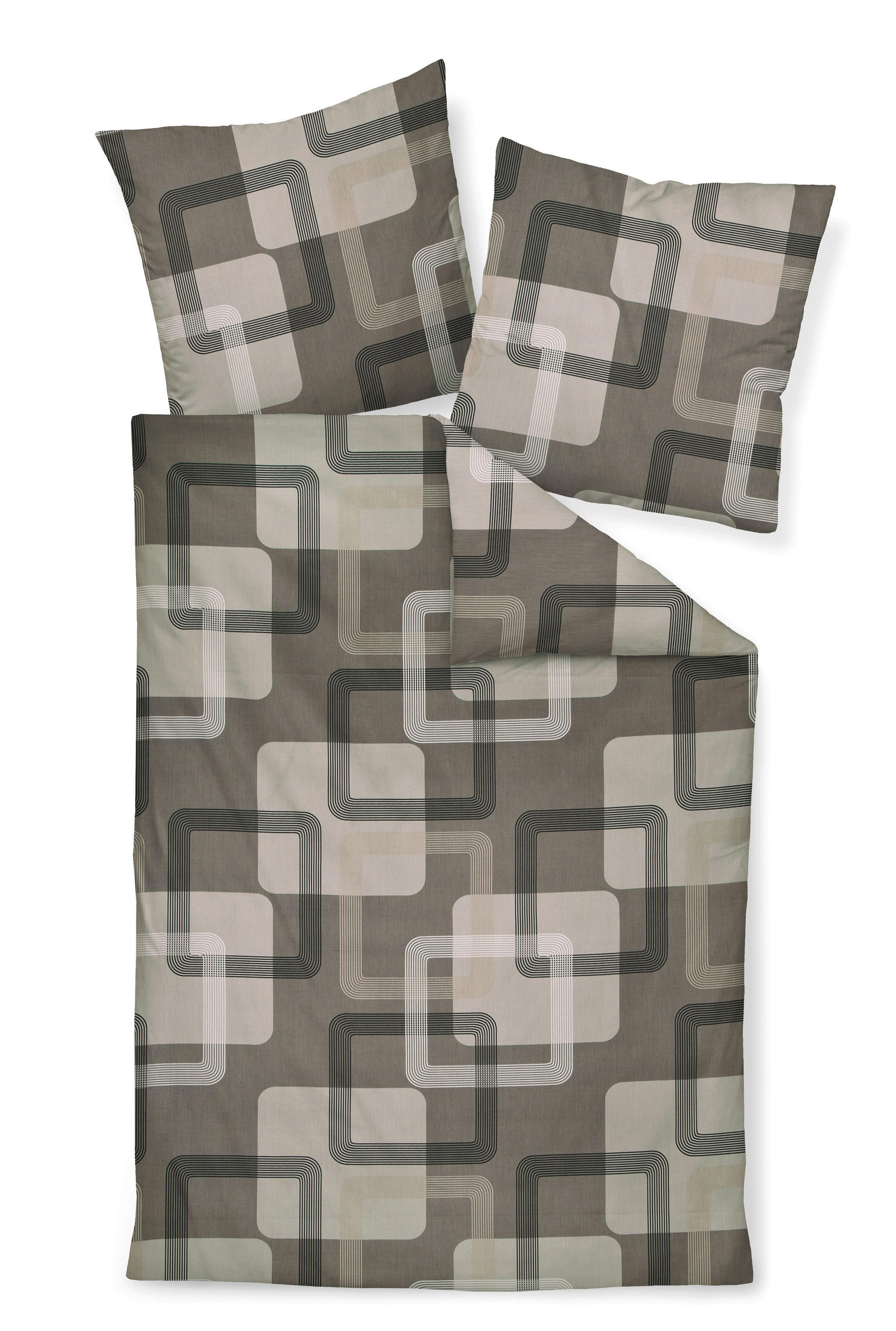 BETTWÄSCHE 135/200 cm J.D. Makosatin  - Beige/Grau, Design, Textil (135/200cm) - Janine