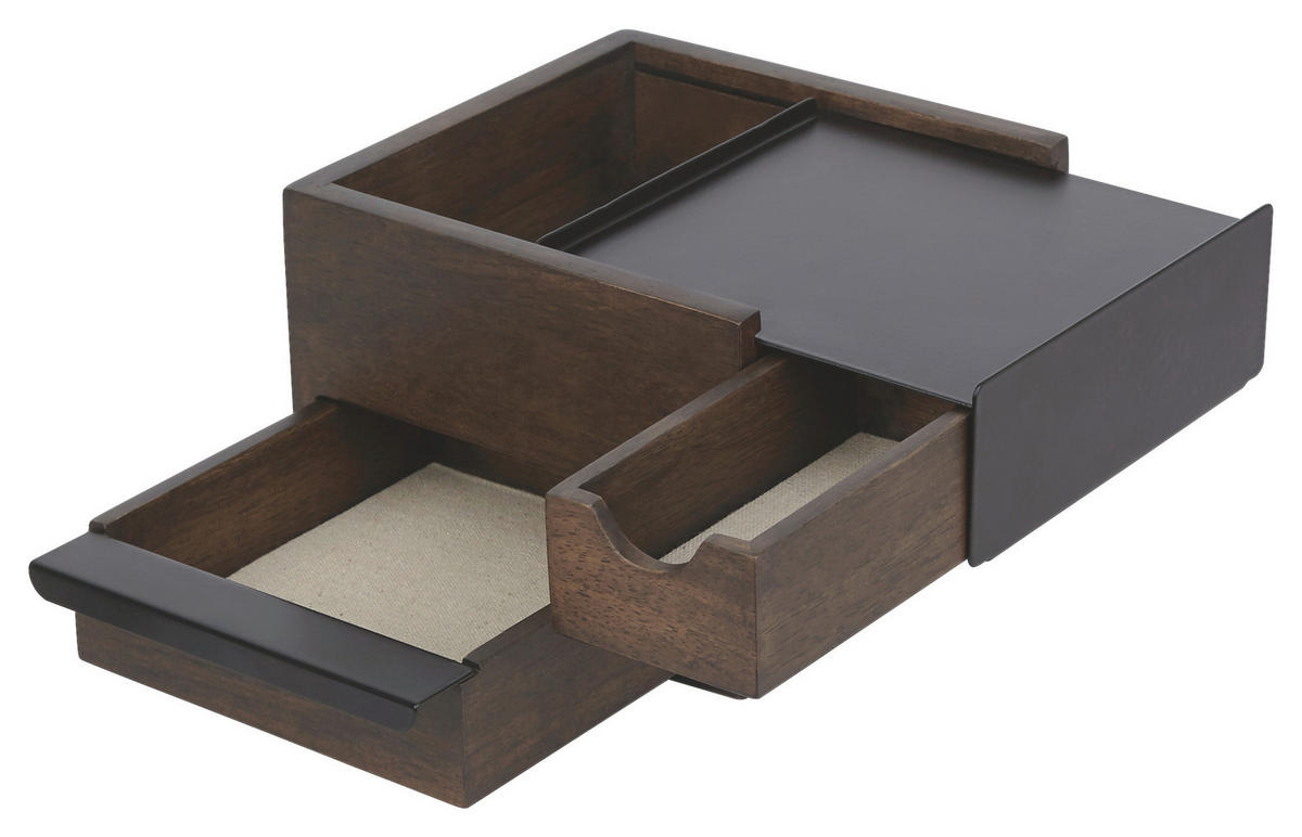 SCHMUCKBOX - Walnussfarben/Schwarz, Design, Holz/Metall (17/11,2/15,2cm) - Umbra