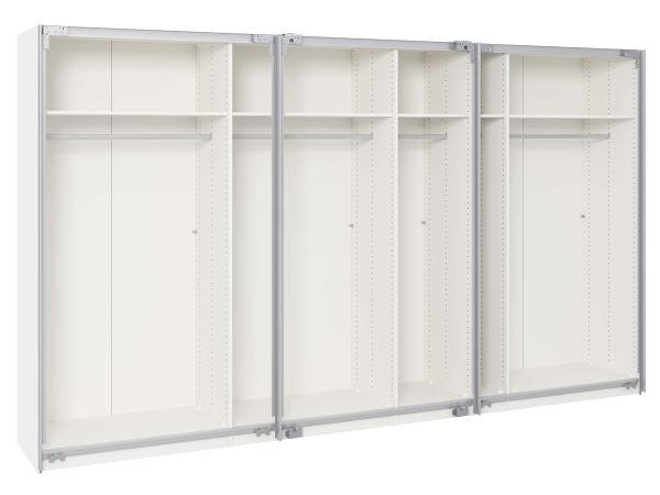 SCHWEBETÜRENSCHRANK  in Weiß, Eichefarben  - Eichefarben/Silberfarben, Design, Holzwerkstoff/Metall (378,6/220/65cm) - Jutzler