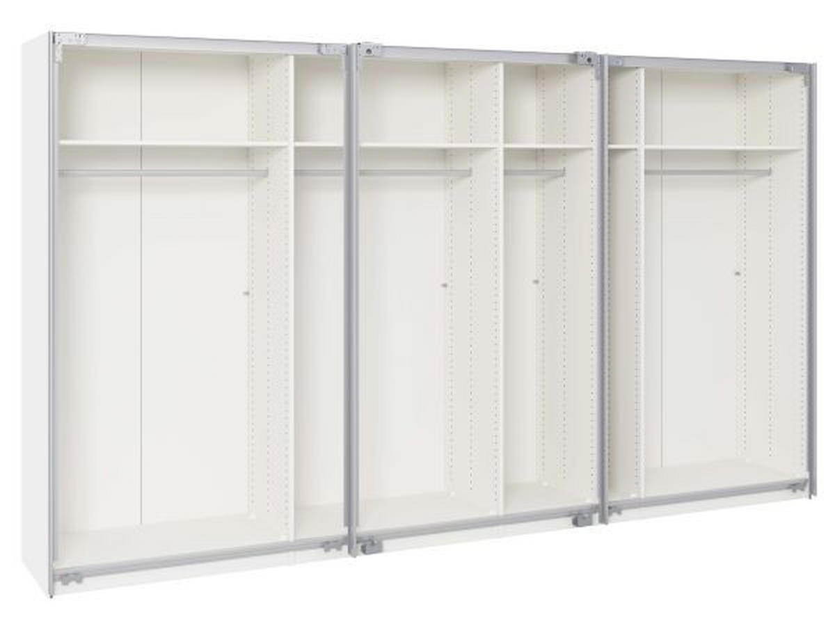 SCHWEBETÜRENSCHRANK  in Weiß, Eichefarben  - Eichefarben/Silberfarben, Design, Holzwerkstoff/Metall (378,6/220/65cm) - Jutzler