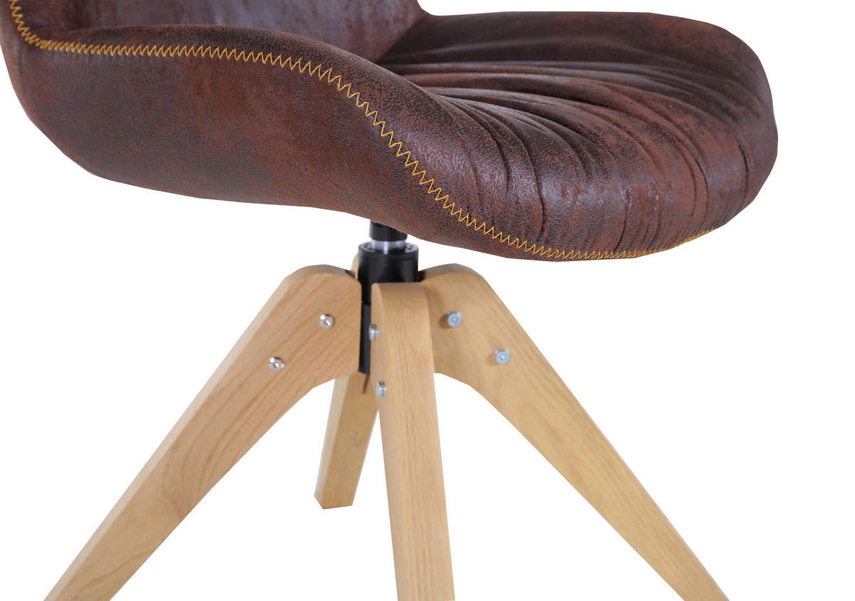 STUHL - Eichefarben/Dunkelbraun, Design, Holz/Textil (55/84/60cm) - Linea Natura