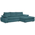 ECKSOFA Petrol Flachgewebe  - Chromfarben/Petrol, Design, Kunststoff/Textil (294/173cm) - Carryhome