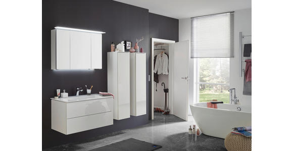 BADEZIMMER 3-teilig in 91,2 cm - Weiß Hochglanz/Weiß, Design, Glas/Holzwerkstoff (91,2cm) - Dieter Knoll