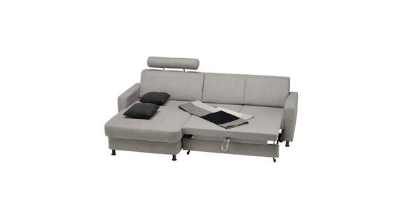 ECKSOFA in Webstoff Platinfarben  257/165 cm  - Platinfarben/Schwarz, Design, Kunststoff/Textil (257/165cm) - Xora