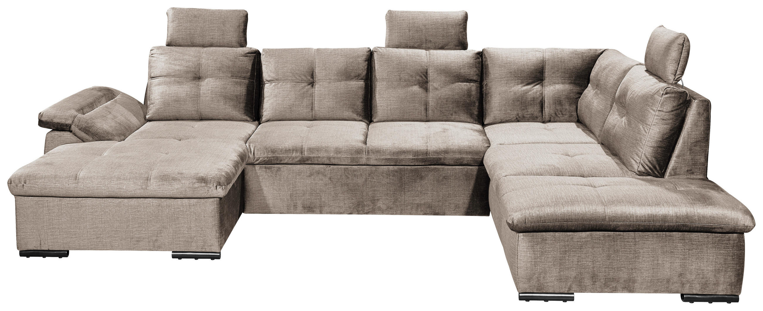 WOHNLANDSCHAFT in Mikrovelours Creme  - Creme/Schwarz, KONVENTIONELL, Kunststoff/Textil (127/334/217cm) - Carryhome