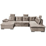 WOHNLANDSCHAFT in Mikrovelours Creme  - Creme/Schwarz, KONVENTIONELL, Kunststoff/Textil (127/334/217cm) - Carryhome