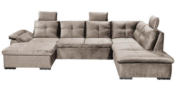 WOHNLANDSCHAFT in Mikrovelours Creme  - Creme/Schwarz, KONVENTIONELL, Kunststoff/Textil (127/334/217cm) - Carryhome