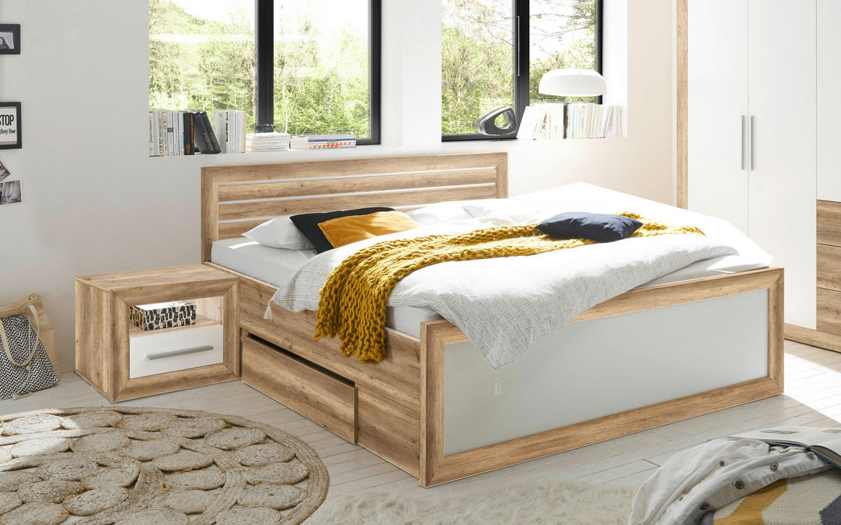 SCHLAFZIMMER Weiss, Eichefarben  - Weiss/Eichefarben, Modern, Holzwerkstoff - MID.YOU