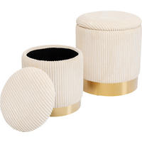 HOCKERSET Creme, Messingfarben  - Messingfarben/Creme, Design, Textil/Metall (30/38/32/42/30/38cm) - Kare-Design