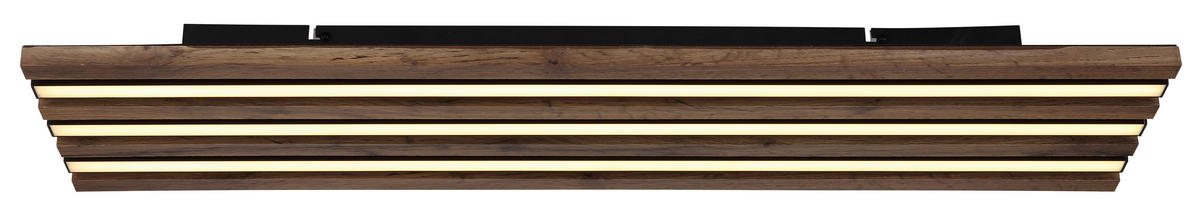 LED-DECKENLEUCHTE Hayden 80/20/5 cm   - Dunkelbraun/Schwarz, Natur, Holzwerkstoff/Kunststoff (80/20/5cm) - Globo