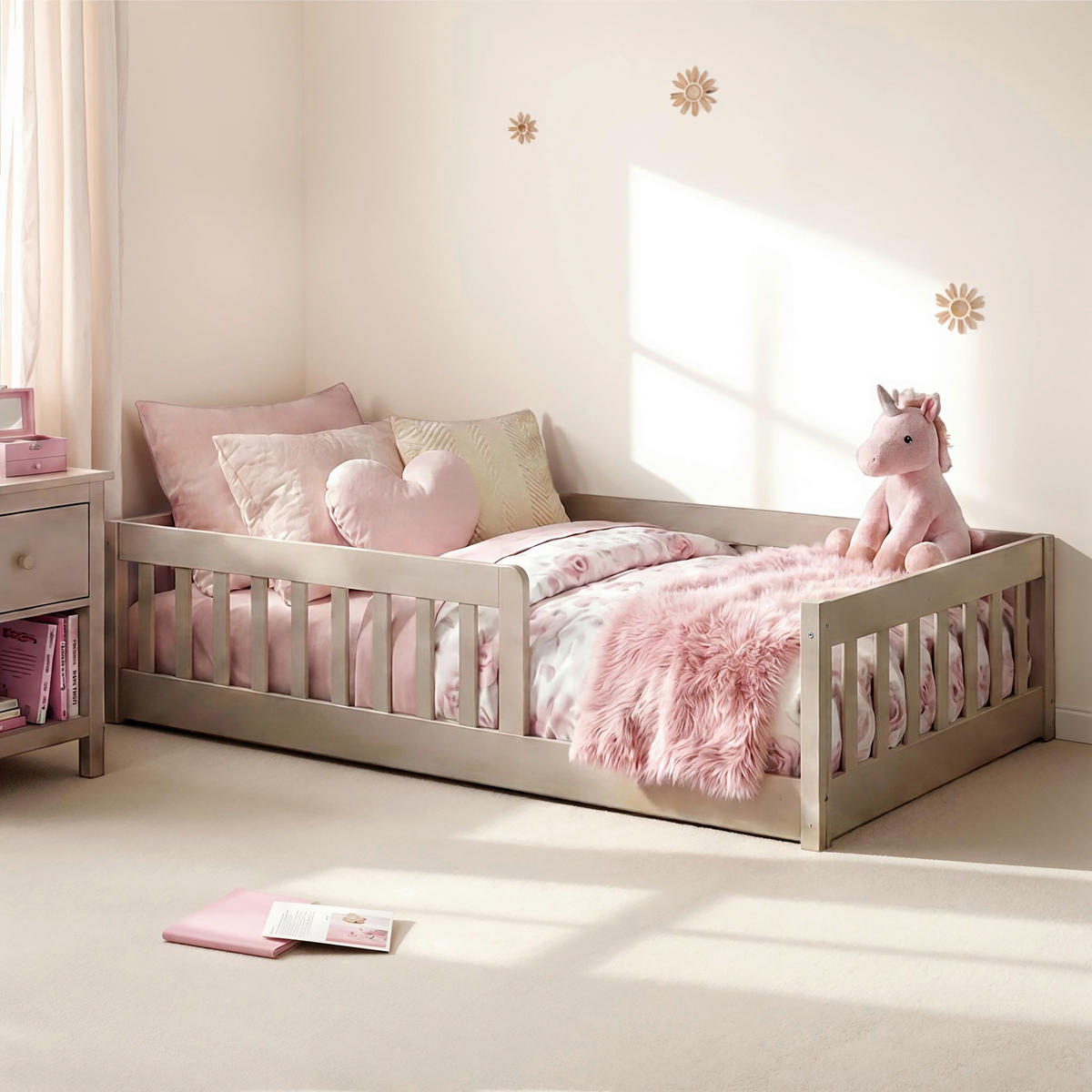 BODENBETT. 120/200 cm Kaschmir  - Kaschmir/Naturfarben, Konventionell, Holz (120/200cm) - Carryhome