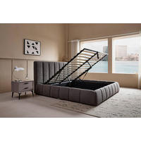 POLSTERBETT 180/200 cm, inkl. gepolstertes Kopfteil, Lattenrost, Bettkasten,  in Grau  - Schwarz/Naturfarben, Design, Holz/Kunststoff (180/200cm) - Boxxx