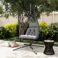 Fotoliu Suspendat 126/195/104 cm  - gri, Modern, metal/textil (126/195/104cm) - Ambia Garden