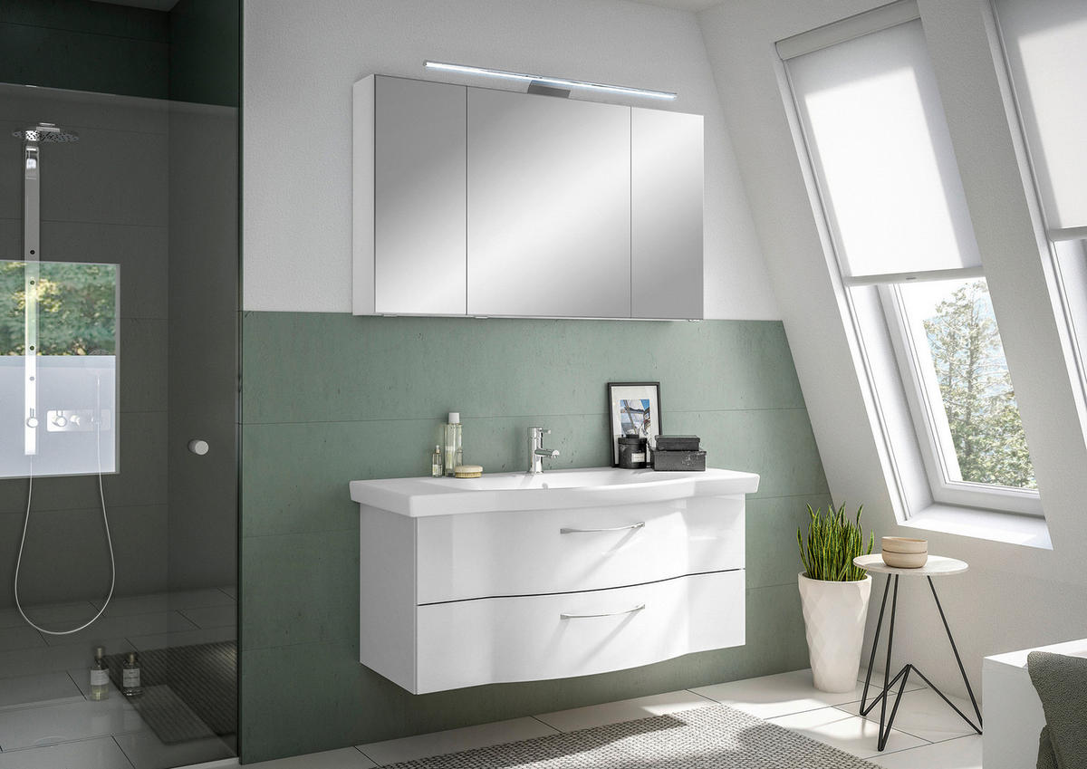 BADEZIMMER 3-teilig  in 122 cm  - Chromfarben/Weiß Hochglanz, KONVENTIONELL, Glas/Keramik (122cm) - Pelipal