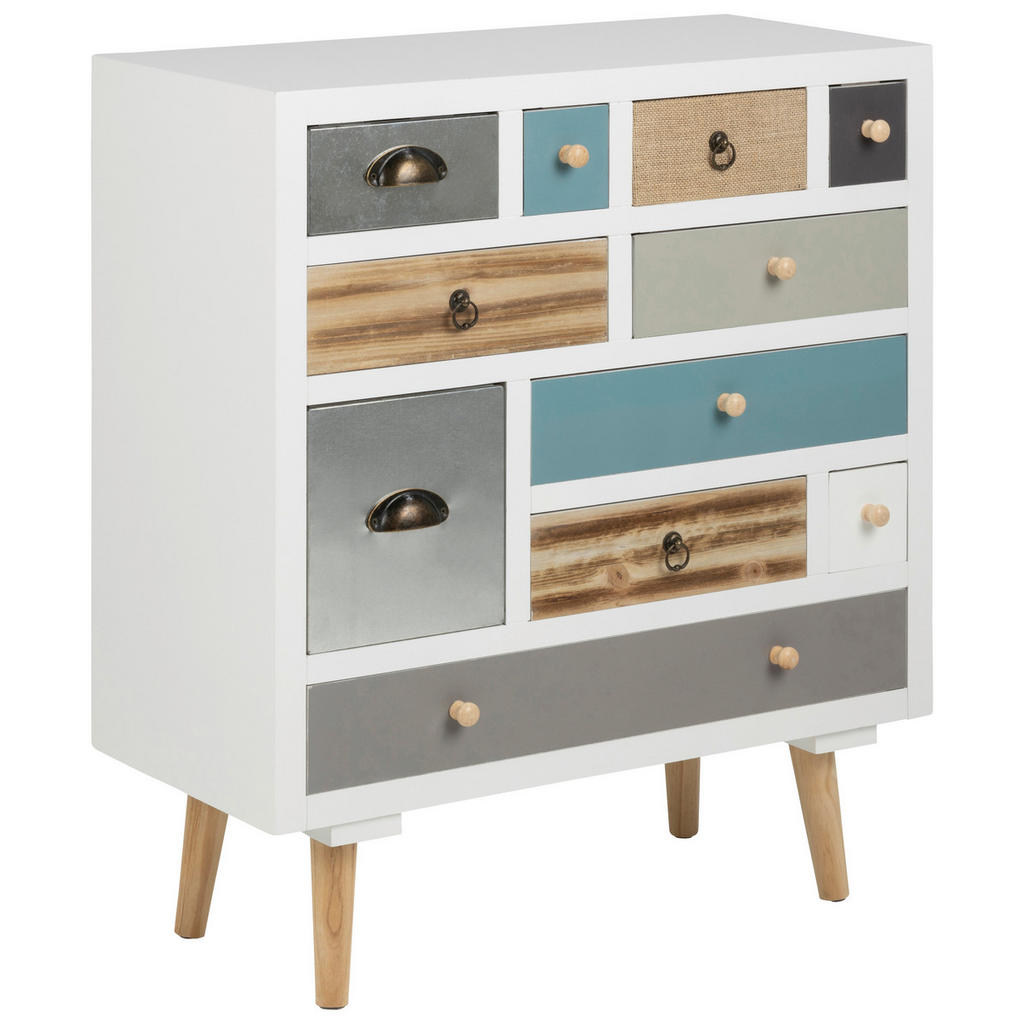 XXXL KOMODA, modrá, hnědá, šedá, vícebarevná, bílá, 70/81/32 cm
