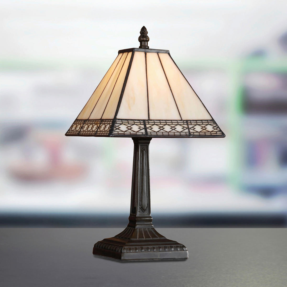 ASZTALI LÁMPA - barna/többszínű, Basics, Üveg/fém (34/17/17cm)