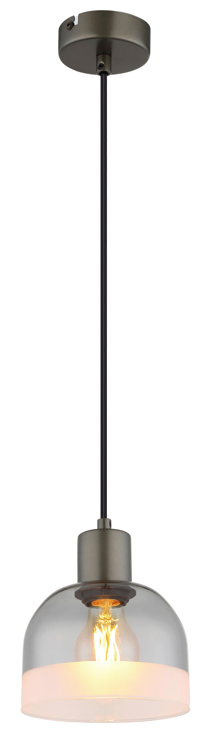 HÄNGELEUCHTE Kairo 15/120 cm  - Chromfarben/Schwarzchrom, Design, Glas/Kunststoff (15/120cm) - Globo