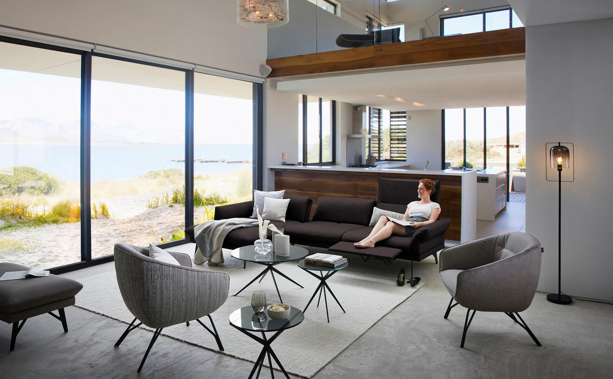 COCKTAILSESSEL - Anthrazit/Dunkelbraun, Design, Leder/Metall (76/80/73cm) - Joop!