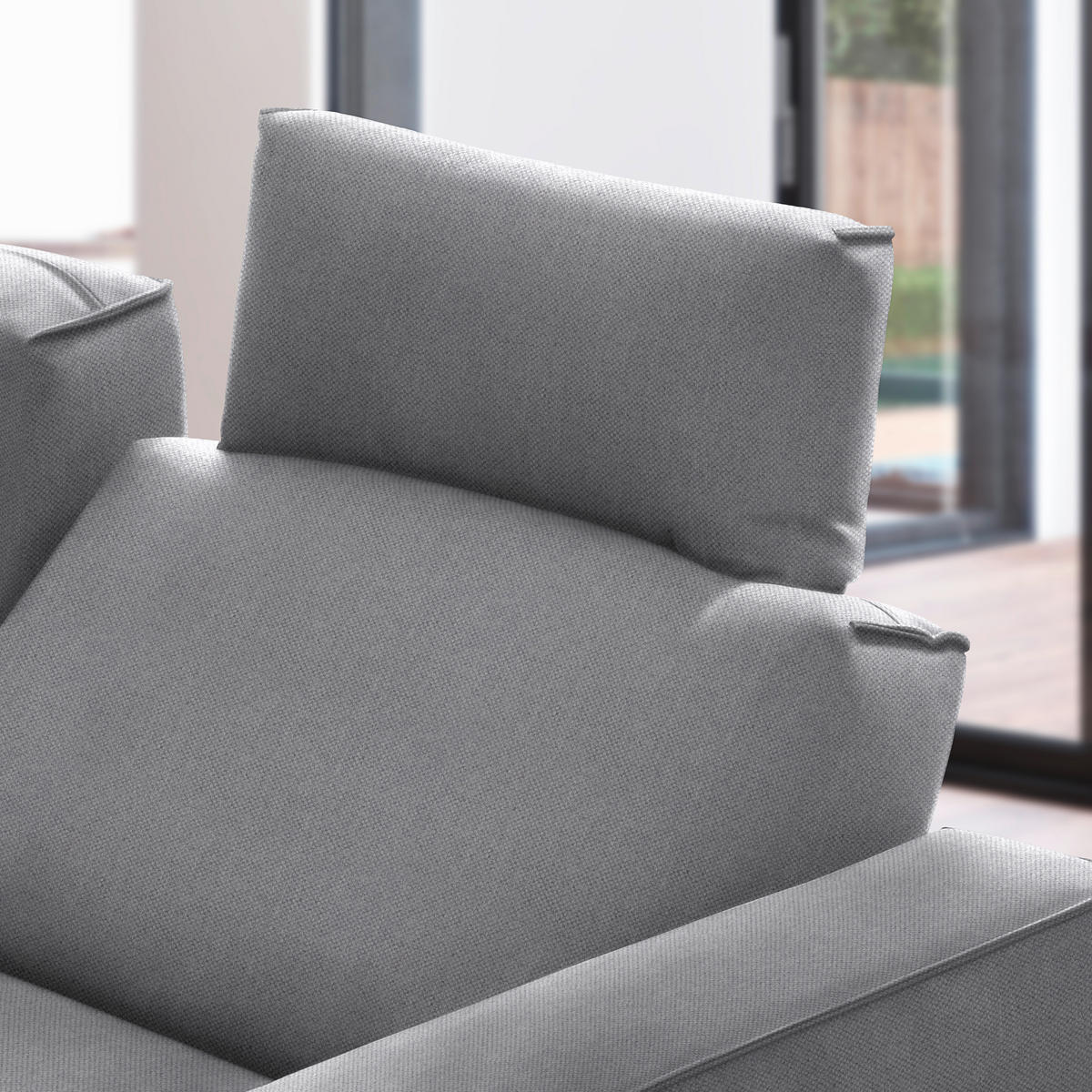 ECKSOFA in Flachgewebe Hellgrau  210/260 cm  - Hellgrau/Schwarz, Design, Textil/Metall (210/260cm) - Johann Jakob