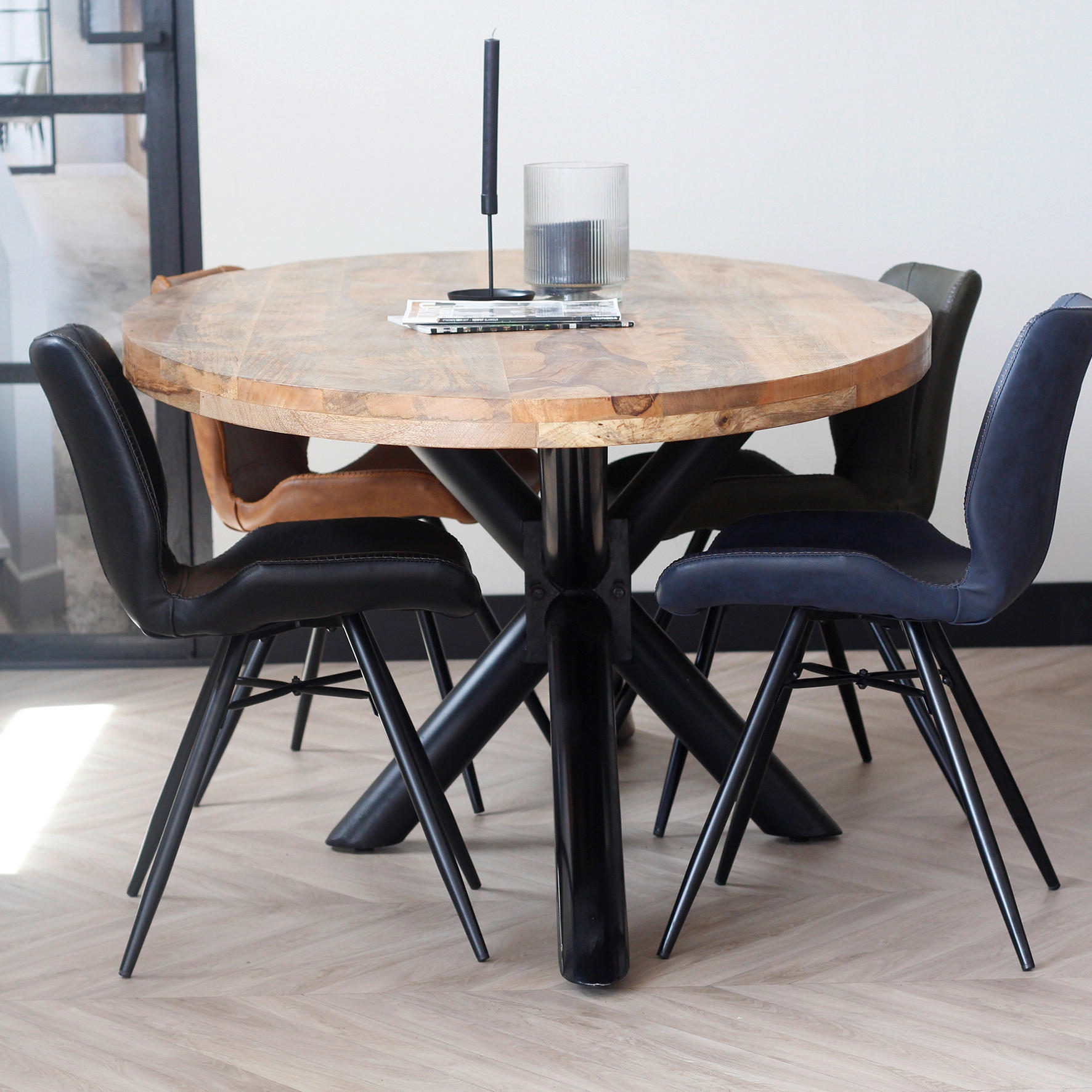 ESSTISCH in Holz 180/100/77 cm  - Schwarz/Braun, Natur, Holz/Metall (180/100/77cm) - MID.YOU