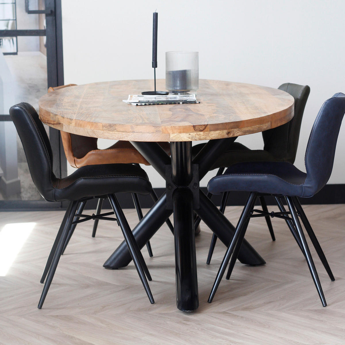 ESSTISCH in Holz 180/100/77 cm  - Schwarz/Braun, Natur, Holz/Metall (180/100/77cm) - MID.YOU
