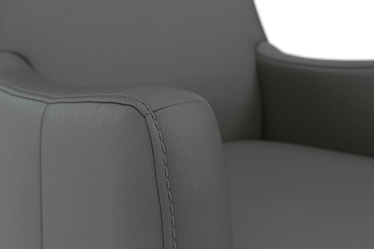 KŘESLO, kůže, antracitová - barvy dubu/antracitová, Basics, dřevo/kůže (70/93/75cm) - Sit & More