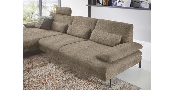 ECKSOFA in Chenille Braun, Grün 180/310 cm - Schwarz/Braun, Design, Textil/Metall (180/310cm) - Dieter Knoll