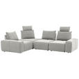 ECKSOFA  in Velours Greige  236/326 cm  - Greige/Schwarz, Design, Kunststoff/Textil (236/326cm) - Xora
