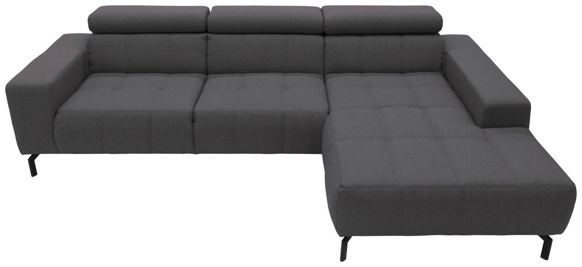 ECKSOFA in Webstoff Braun, Schwarz  292/175 cm  - Schwarz/Braun, Design, Textil/Metall (292/175cm) - MID.YOU