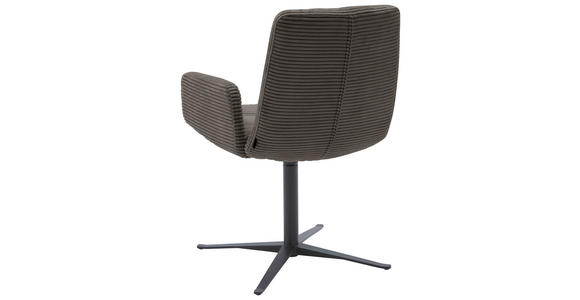 ARMLEHNSTUHL in Cord - Schwarz/Mokka, Design, Textil/Metall (61/88/66cm) - Dieter Knoll