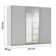 SCHWEBETÜRENSCHRANK 271/223/68 cm 3-türig Grau  - Alufarben/Grau, KONVENTIONELL, Glas/Holzwerkstoff (271/223/68cm) - Novel