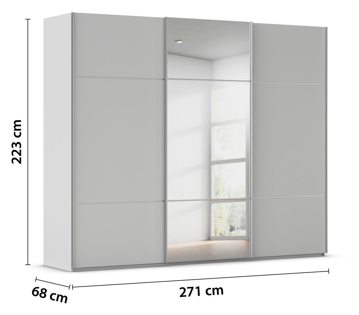 SCHWEBETÜRENSCHRANK in Grau  - Alufarben/Grau, Konventionell, Glas/Holzwerkstoff (271/223/68cm) - Novel
