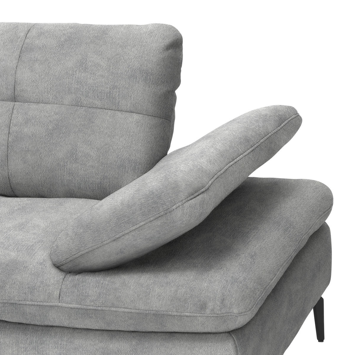 ECKSOFA in Velours Hellgrau  - Hellgrau/Schwarz, Design, Textil/Metall (179/301cm) - Chilliano
